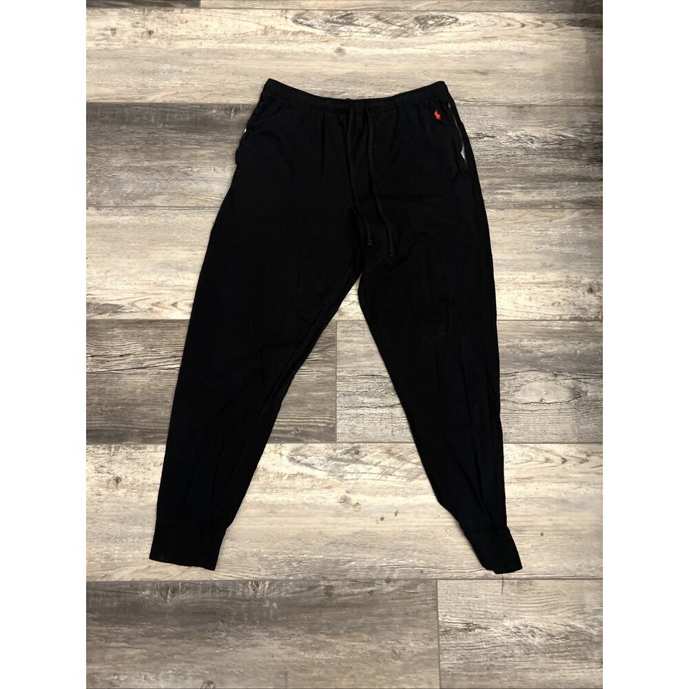 Ralph Lauren Polo Sleepwear Pants Black Men's Large Red Pony Stitched Drawstring
